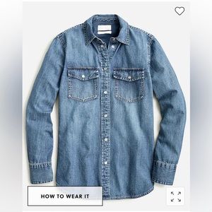 J. Crew slim-fit button shirt, chambrays dark denim 10 L worn only a few times.